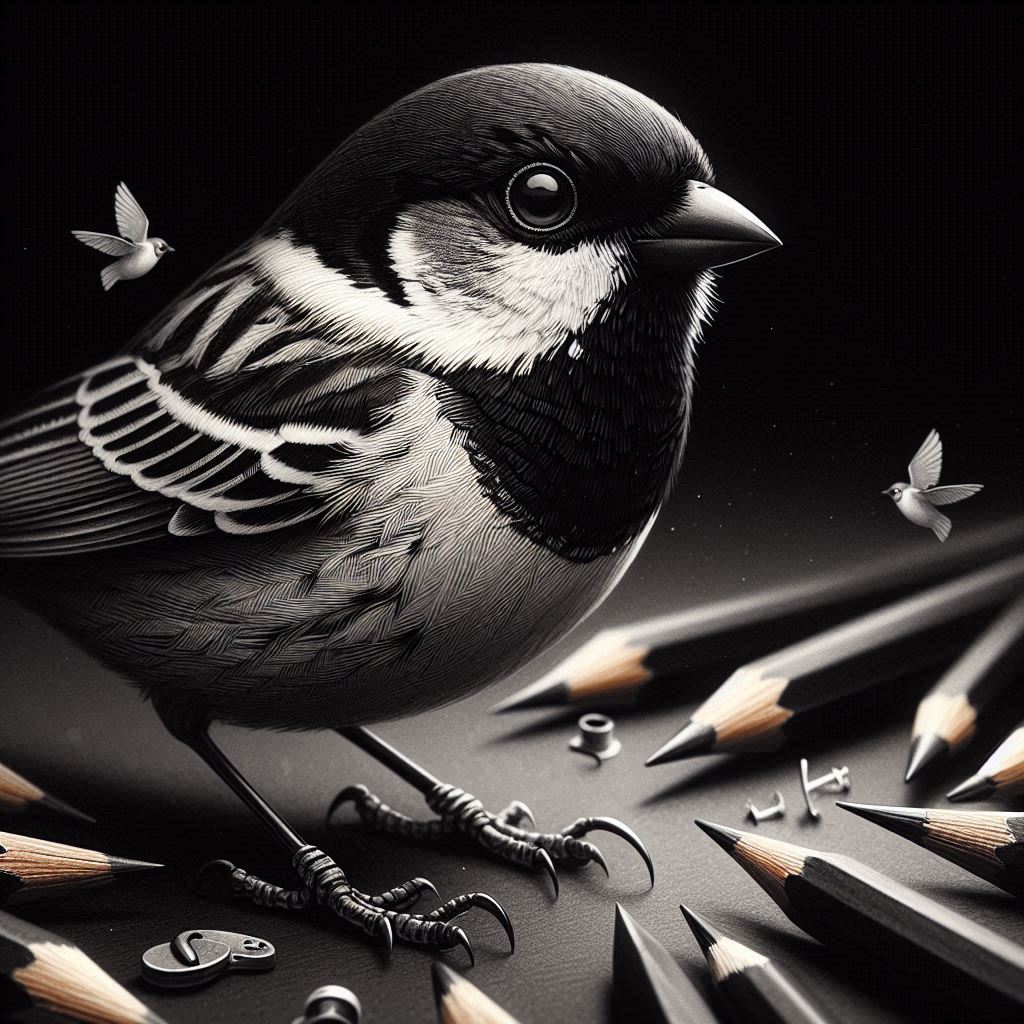 Black Throated Sparrow in Writing and Workmanship